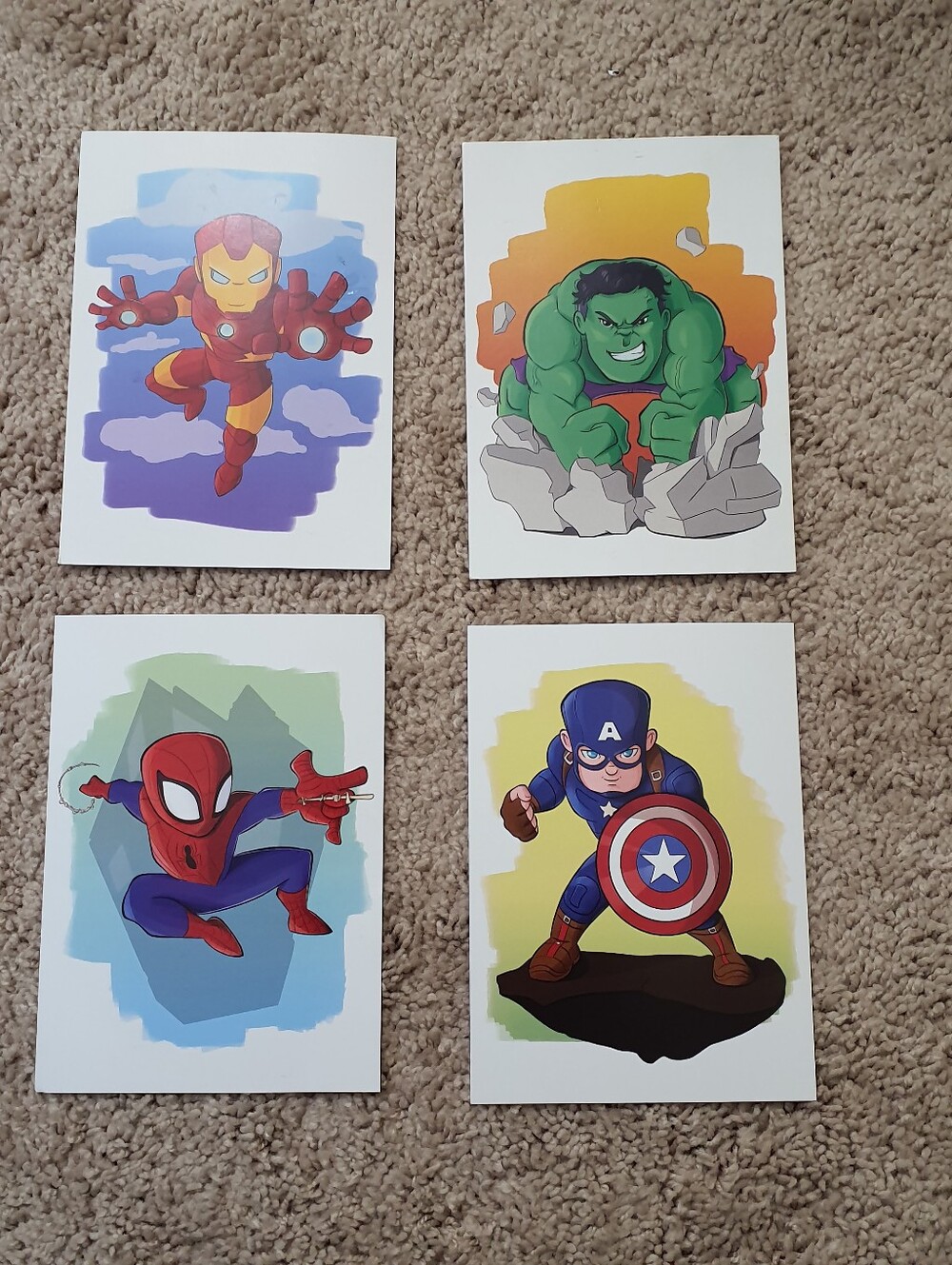 Marvel Heroes Wall Decor Cards Lot Of 4 Size 5 In X 7 In Perfect For Kids Room